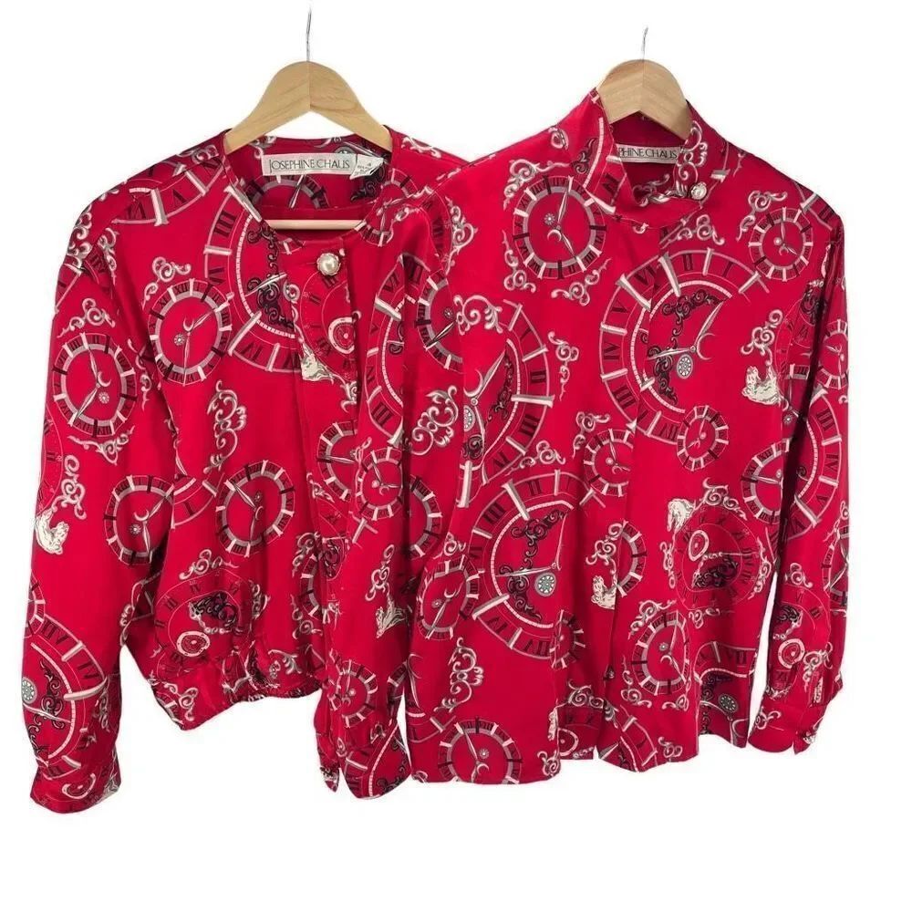 Vintage Josephine Chaus Womens Bomber Jacket & Blazer Set red Size 4
